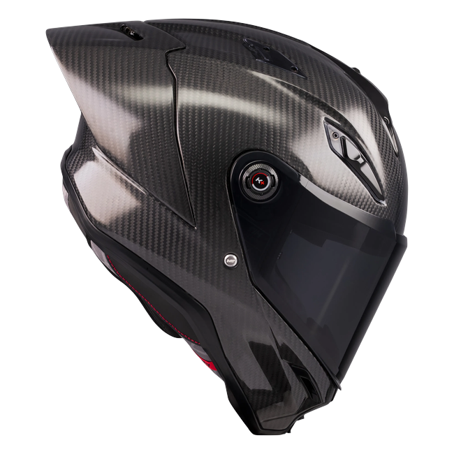 MT-Helmets KRE 2 PLUS Pure A1 full-face helmet in gloss carbon — detail view