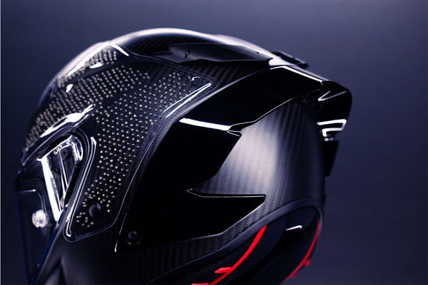 AGV Pista GP R3 rear three-quarter view with Sphera layer and spoiler