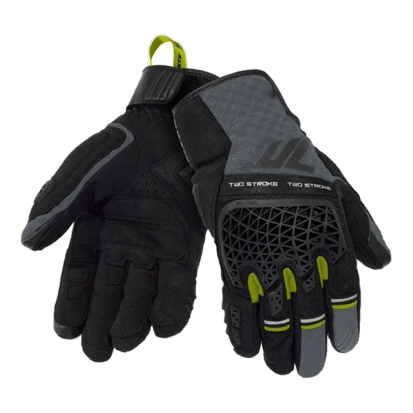 Seventy Degrees Two Stroke Short Summer Mesh Gloves – Men – Black / Grey / Bright Yellow