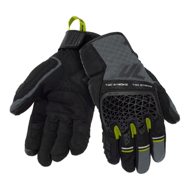 Seventy Degrees Two Stroke Short Summer Mesh Gloves – Men – Black / Grey / Bright Yellow
