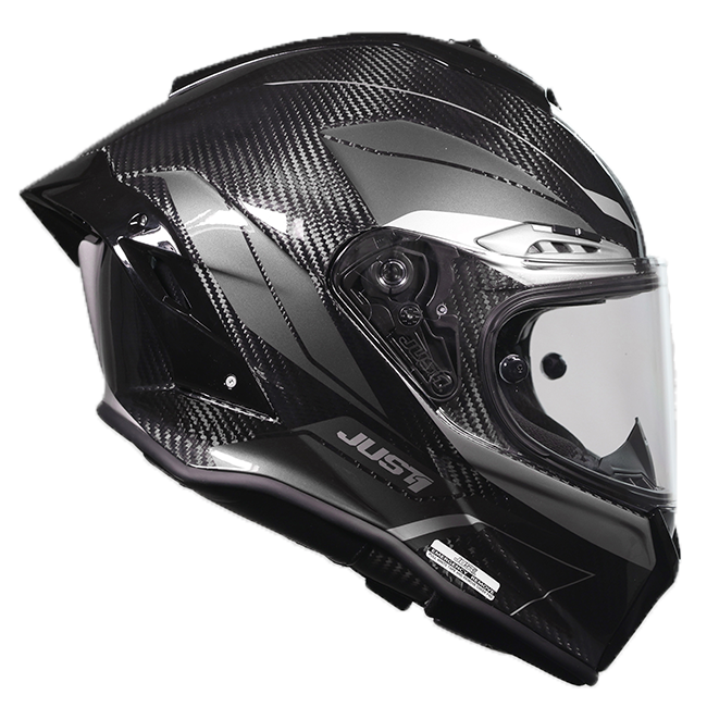 Just1 J-PGR full-face helmet in Impulse Silver and Carbon Gloss finish