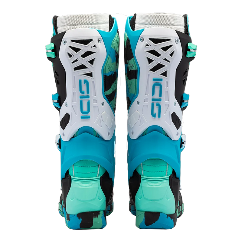 Sidi Crossair X motorcycle boots Messy Cyan, rear view