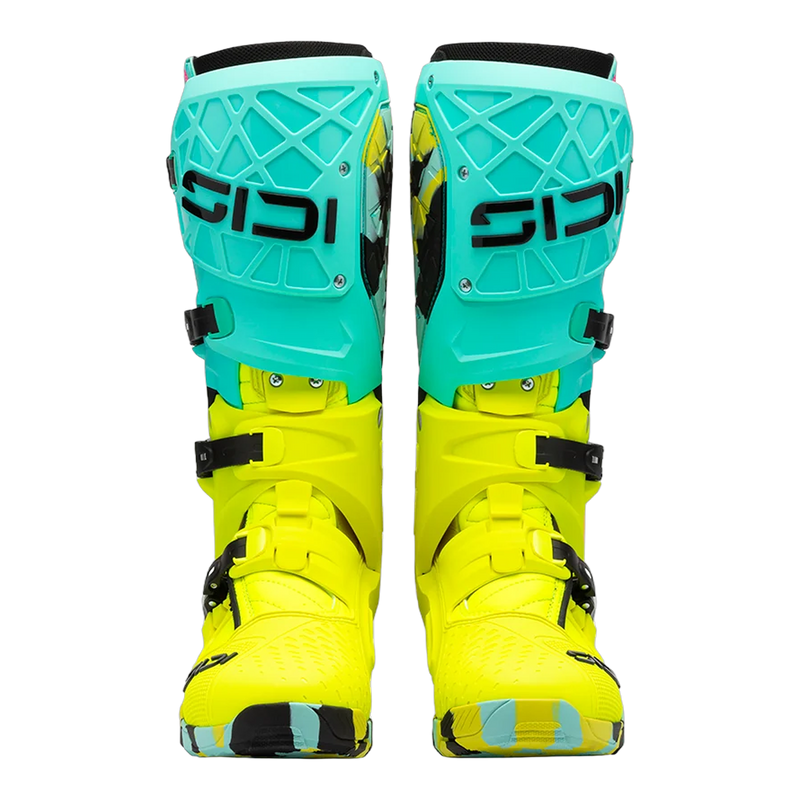 Sidi Crossair X motorcycle boots Mint/Fluo Yellow, front view