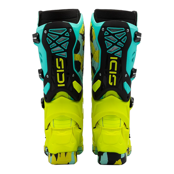 Sidi Crossair X motorcycle boots Mint/Fluo Yellow, rear view