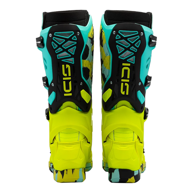 Sidi Crossair X motorcycle boots Mint/Fluo Yellow, rear view