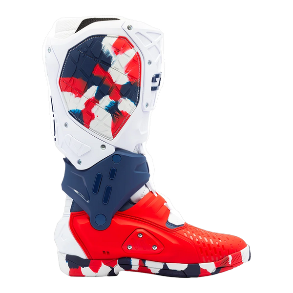 Sidi Crossair X motorcycle boots White/Navy/Red, side profile