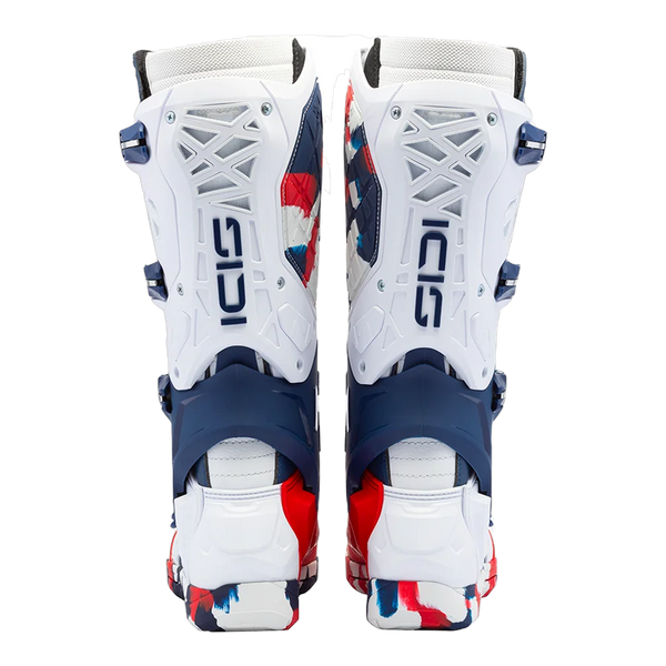 Sidi Crossair X motorcycle boots White/Navy/Red, rear view
