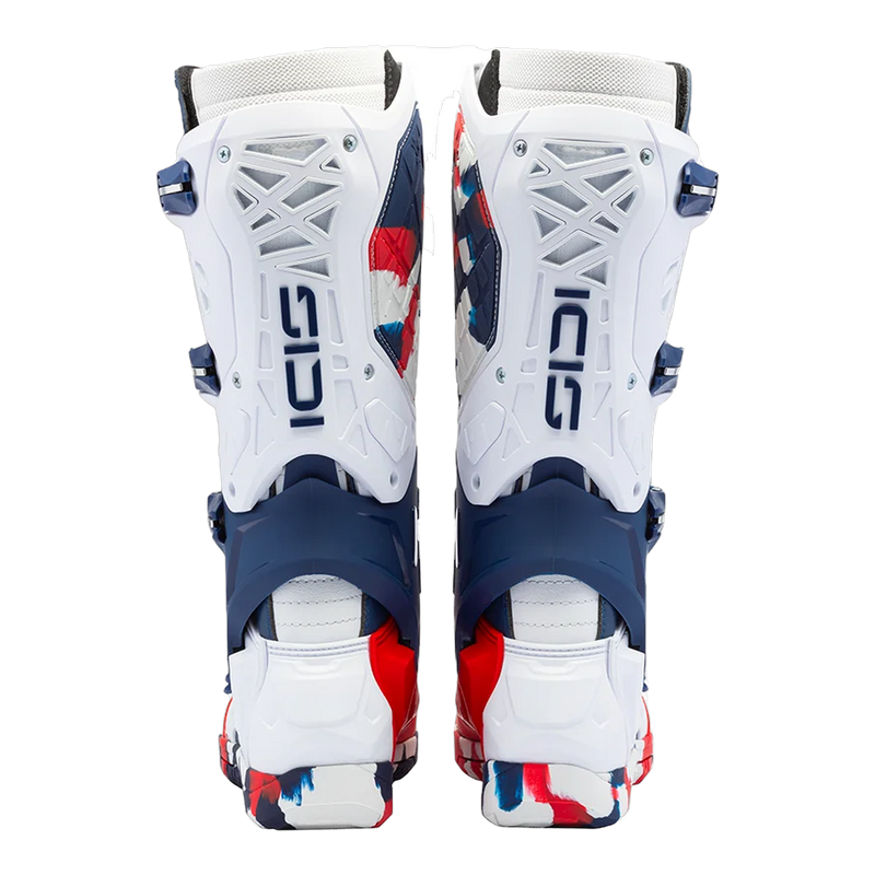 Sidi Crossair X motorcycle boots White/Navy/Red, rear view