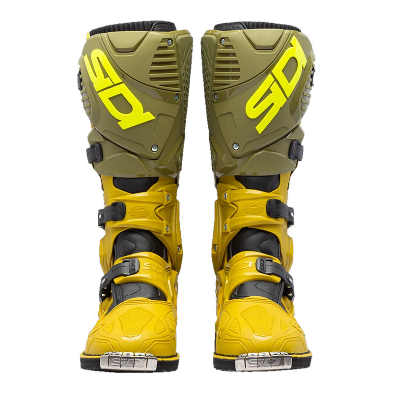 Sidi Crossfire 3 motorcycle boots Olive Green/Fluo Yellow, front view