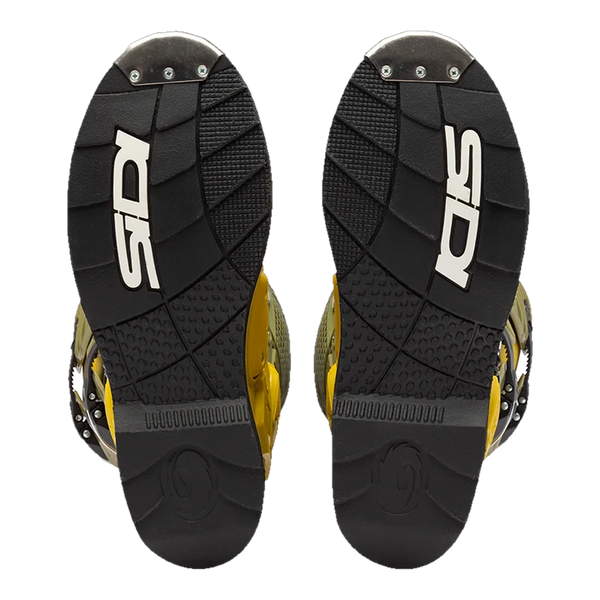Sidi Crossfire 3 motorcycle boots Olive Green/Fluo Yellow, sole detail