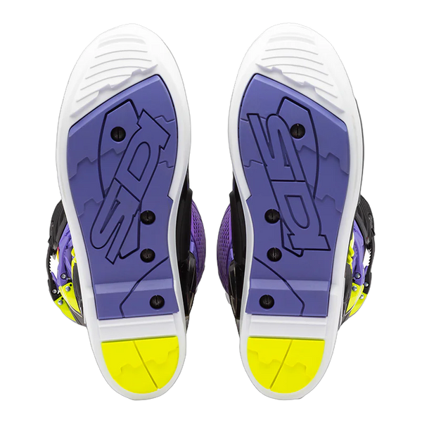 Sidi Crossfire 3 SRS motorcycle boots Violet/Black/Fluo Yellow, sole detail