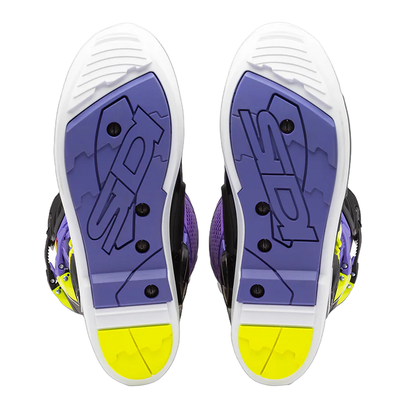 Sidi Crossfire 3 SRS motorcycle boots Violet/Black/Fluo Yellow, sole detail