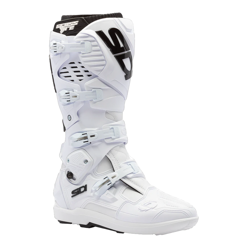 Sidi Crossfire 3 SRS motorcycle boots White/Black, three-quarter view