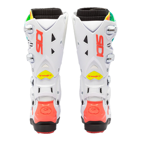 Sidi Crossfire 3 SRS motorcycle boots White/Fluo Mint/Fluo Coral, rear view