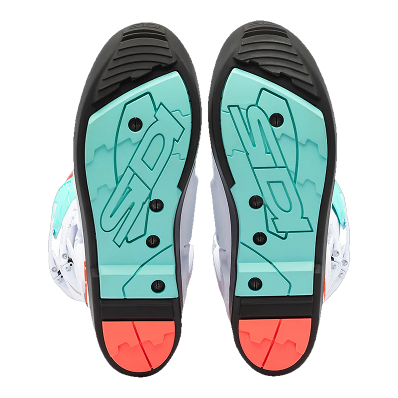 Sidi Crossfire 3 SRS motorcycle boots White/Fluo Mint/Fluo Coral, sole detail