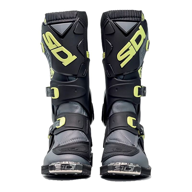 Sidi Flame Kids' Motorcycle Boots Black/Lime 390, front view