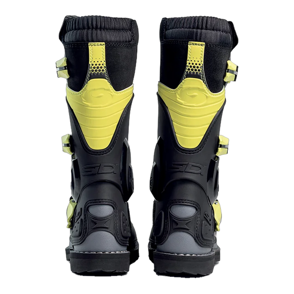 Sidi Flame Kids' Motorcycle Boots Black/Lime 390, rear view