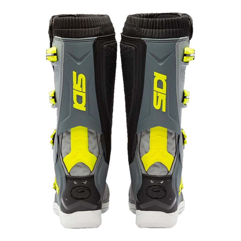 Sidi X-Power SC motorcycle boots Grey/Fluo Yellow, rear view