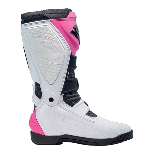 Sidi X-Power SC Motorcycle Boots White/Black/Pink 256, three-quarter view