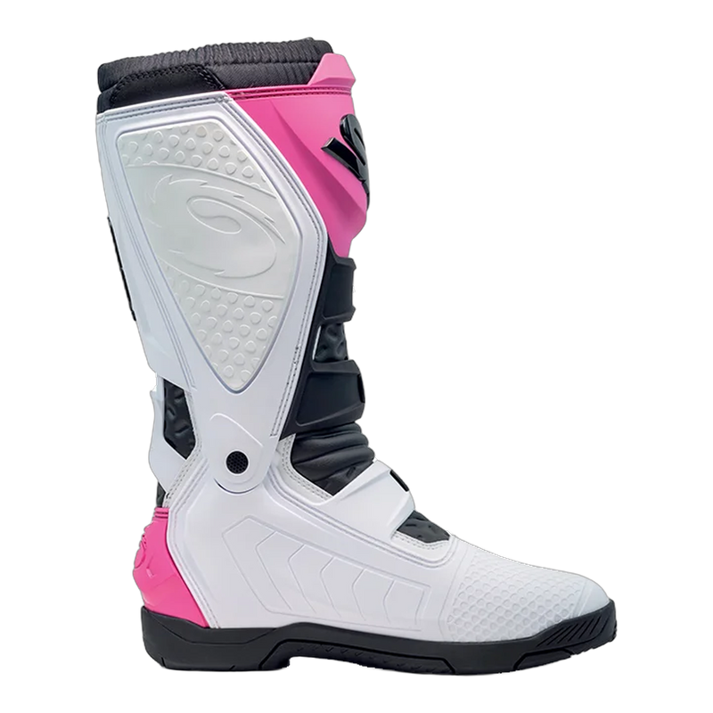 Sidi X-Power SC Motorcycle Boots White/Black/Pink 256, three-quarter view