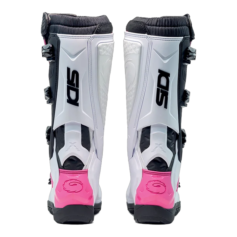 Sidi X-Power SC Motorcycle Boots White/Black/Pink 256, rear view