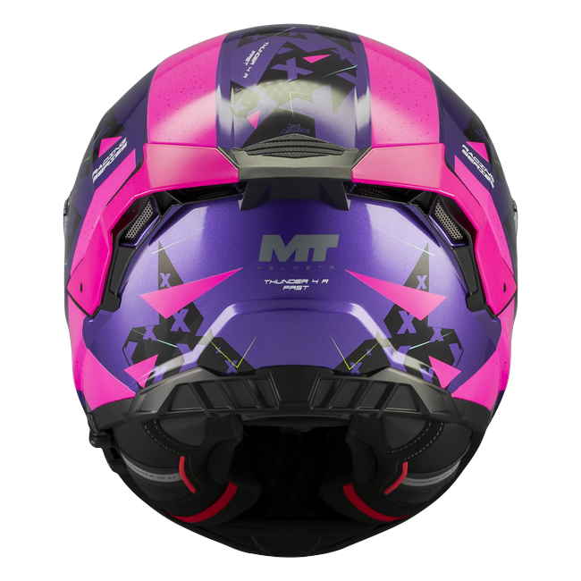 MT-Helmets Thunder 4 R SV Fast C8 full-face helmet in gloss purple and pink — rear view