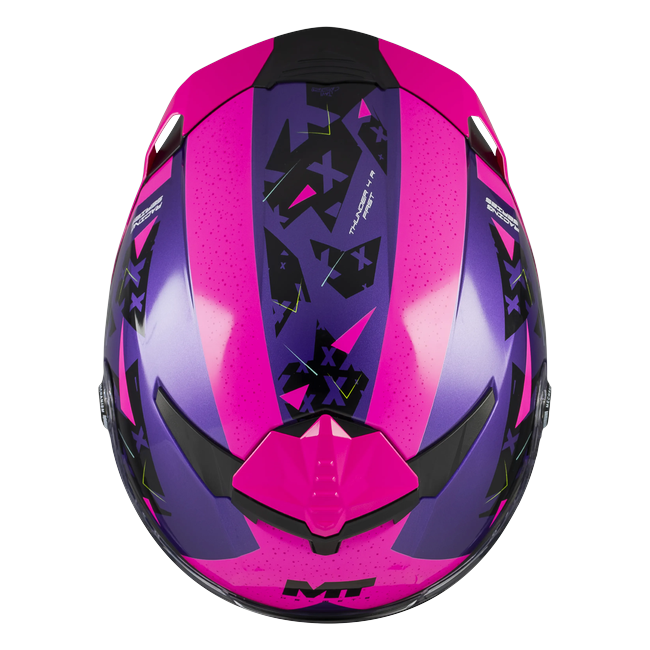 MT-Helmets Thunder 4 R SV Fast C8 full-face helmet in gloss purple and pink — top view