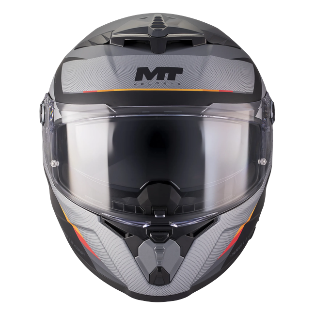 MT-Helmets Thunder 4 R SV Highway B5 full-face helmet in matt grey and orange — front view