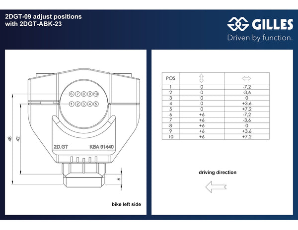 Gilles 2DGT handlebar risers, dimensions and adjustment