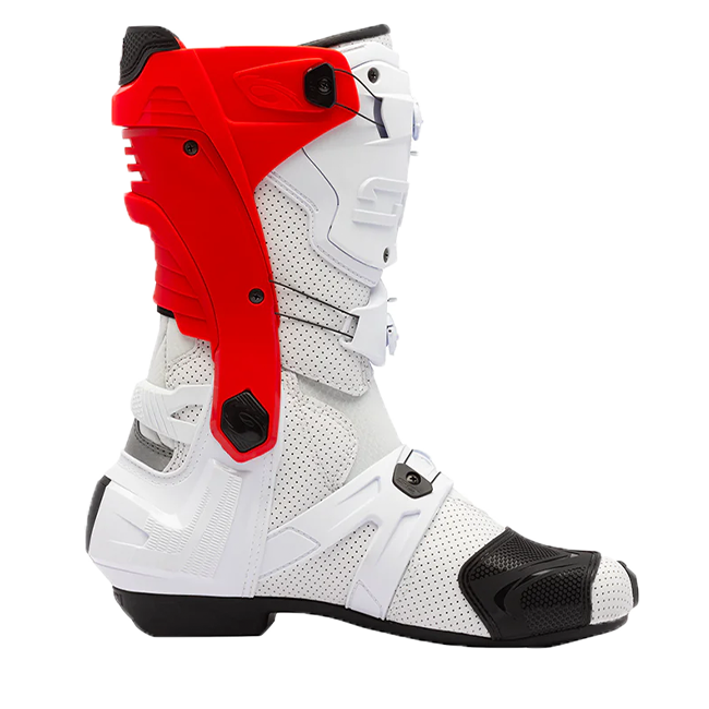 Sidi Rex Air motorcycle boots in white and red colourway, model 391