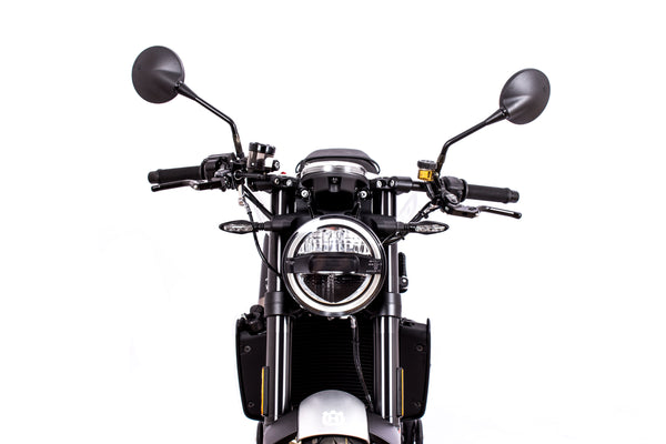 Gilles LU handlebar riser kit fitted to a motorcycle