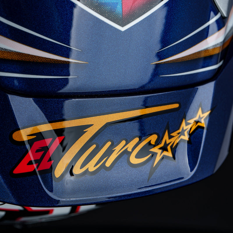 Shoei X-SPR PRO helmet in Toprak Razgatlıoğlu Replica 2025 gloss blue livery