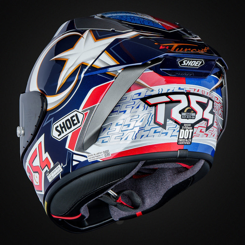 Shoei X-SPR PRO helmet in Toprak Razgatlıoğlu Replica 2025 gloss blue livery