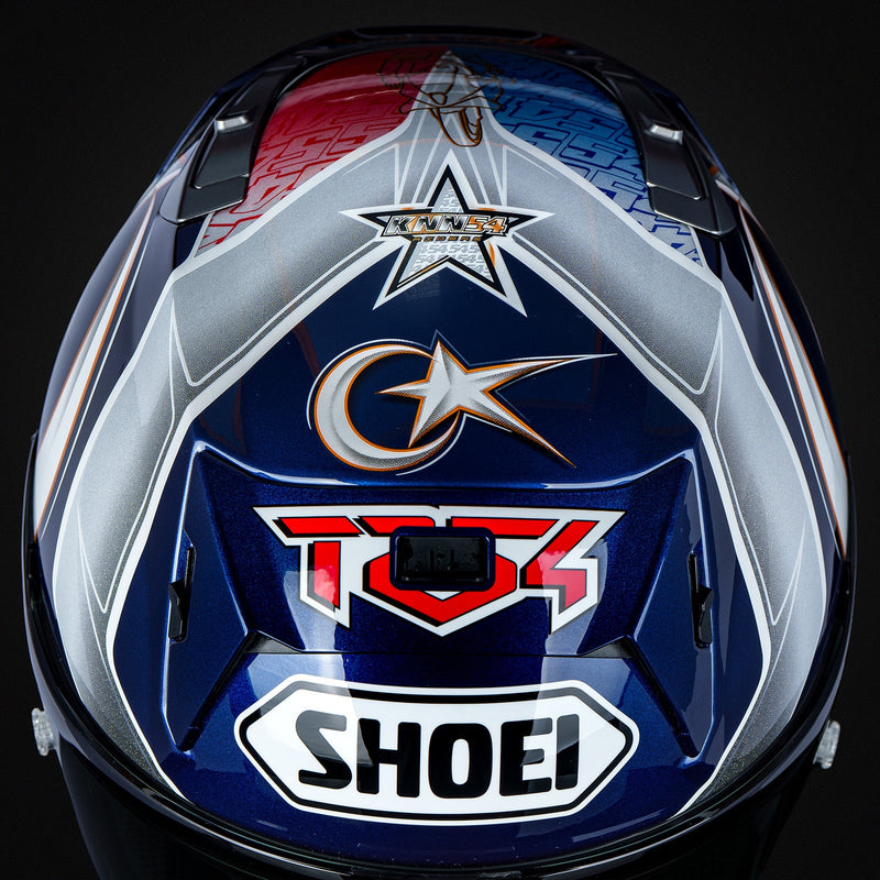 Shoei X-SPR PRO helmet in Toprak Razgatlıoğlu Replica 2025 gloss blue livery