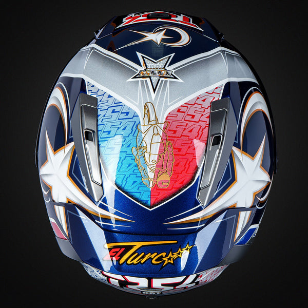 Shoei X-SPR PRO helmet in Toprak Razgatlıoğlu Replica 2025 gloss blue livery