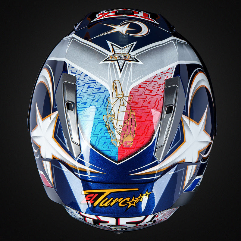 Shoei X-SPR PRO helmet in Toprak Razgatlıoğlu Replica 2025 gloss blue livery